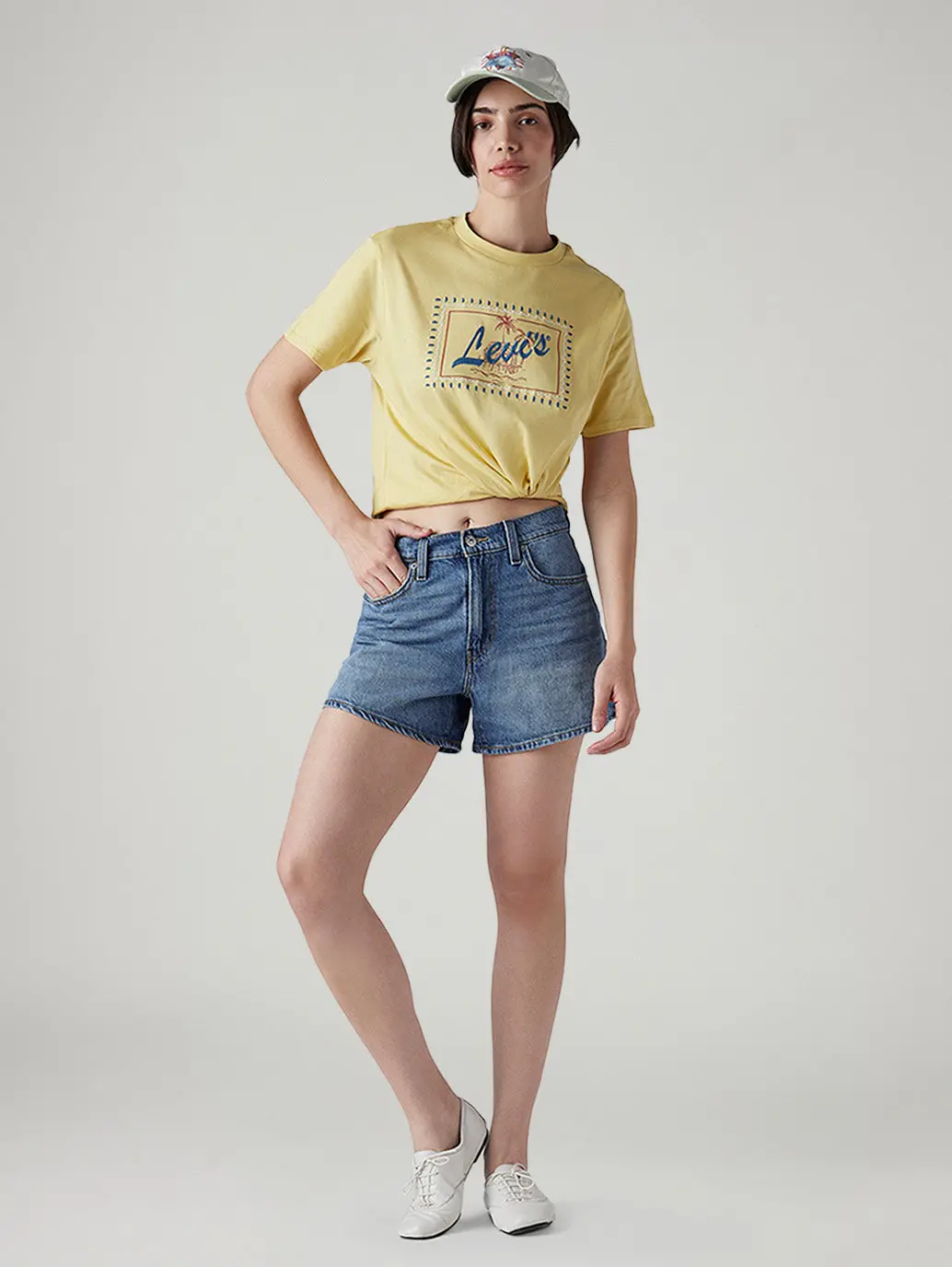Women's Dark Indigo Ribcage Fit High Rise Shorts 1