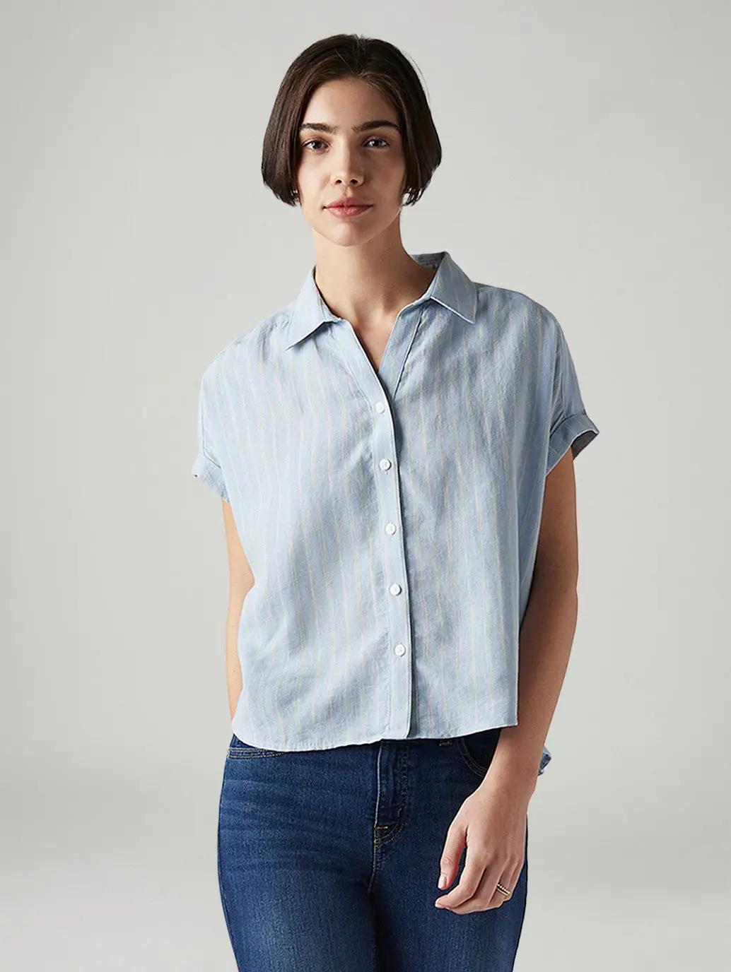 Women's Striped Regular Fit Linen Shirt 1