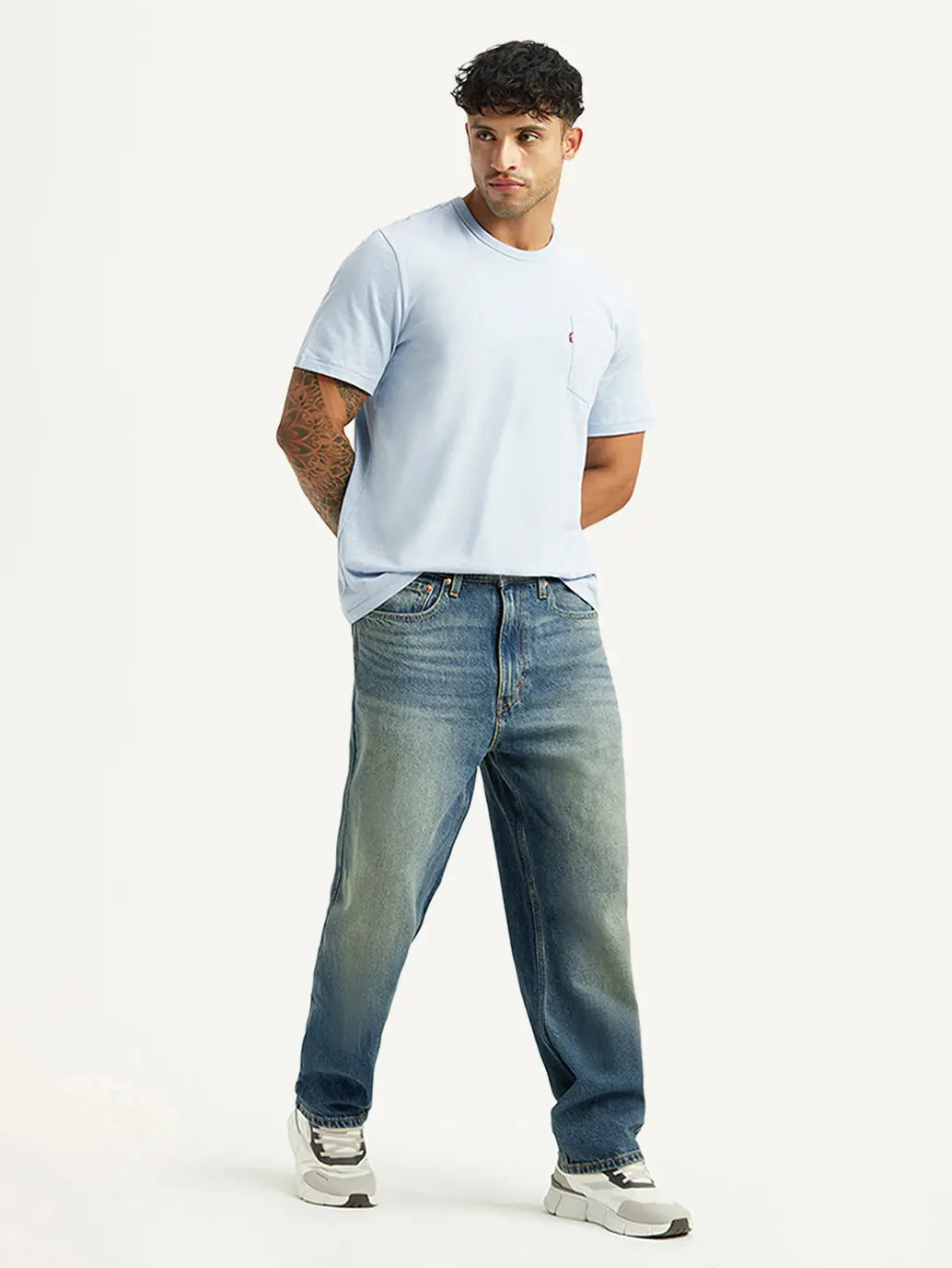 Men's Tinted 568 Blue Loose Fit Mid Rise Jeans 1