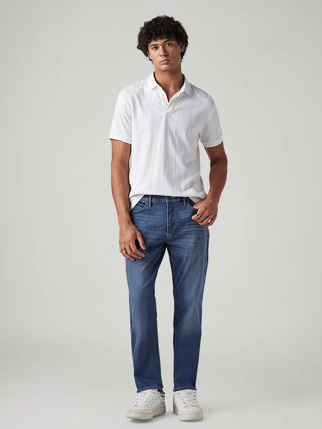 Men's 541 Blue Athletic Tapered Fit Mid Rise Redloop Jeans 1