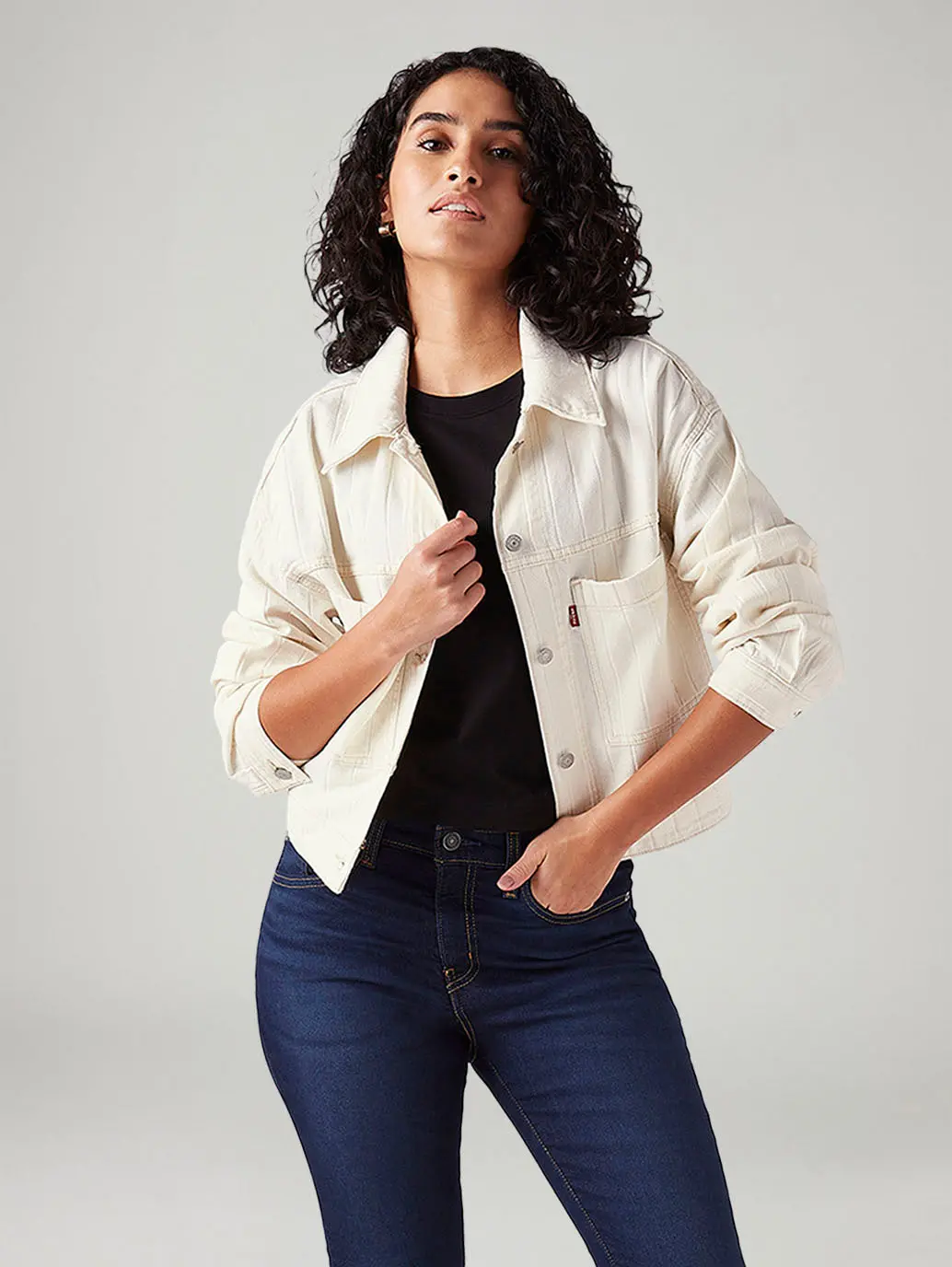 Women's Jacquard Regular Fit Trucker Jacket 1