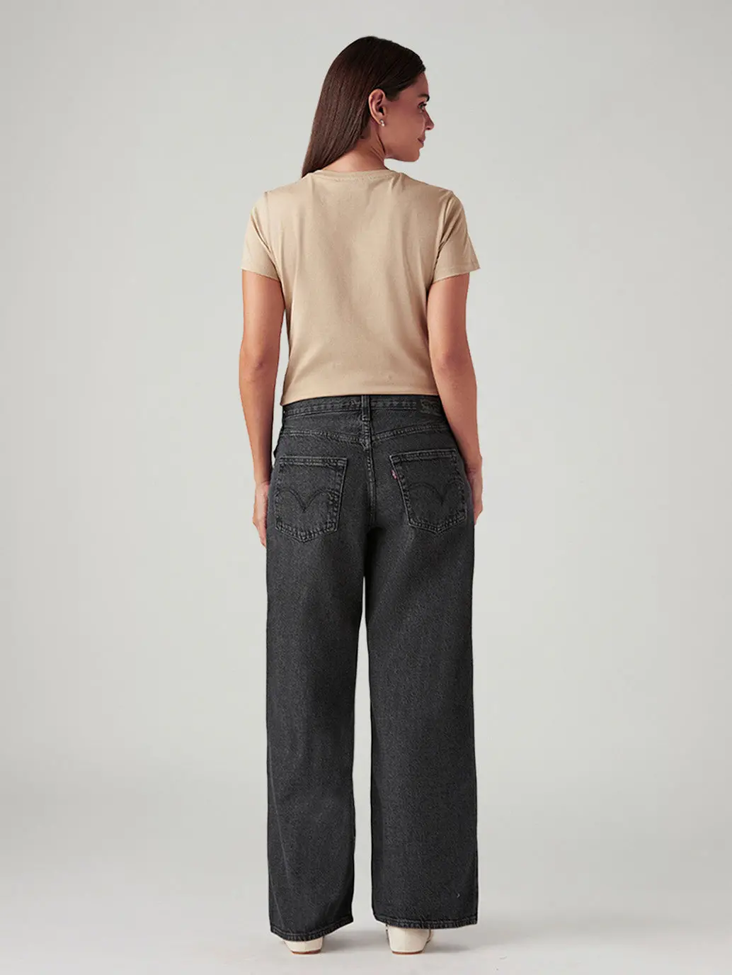 Women's Charcoal Grey Loose Fit Mid Rise Jeans 3