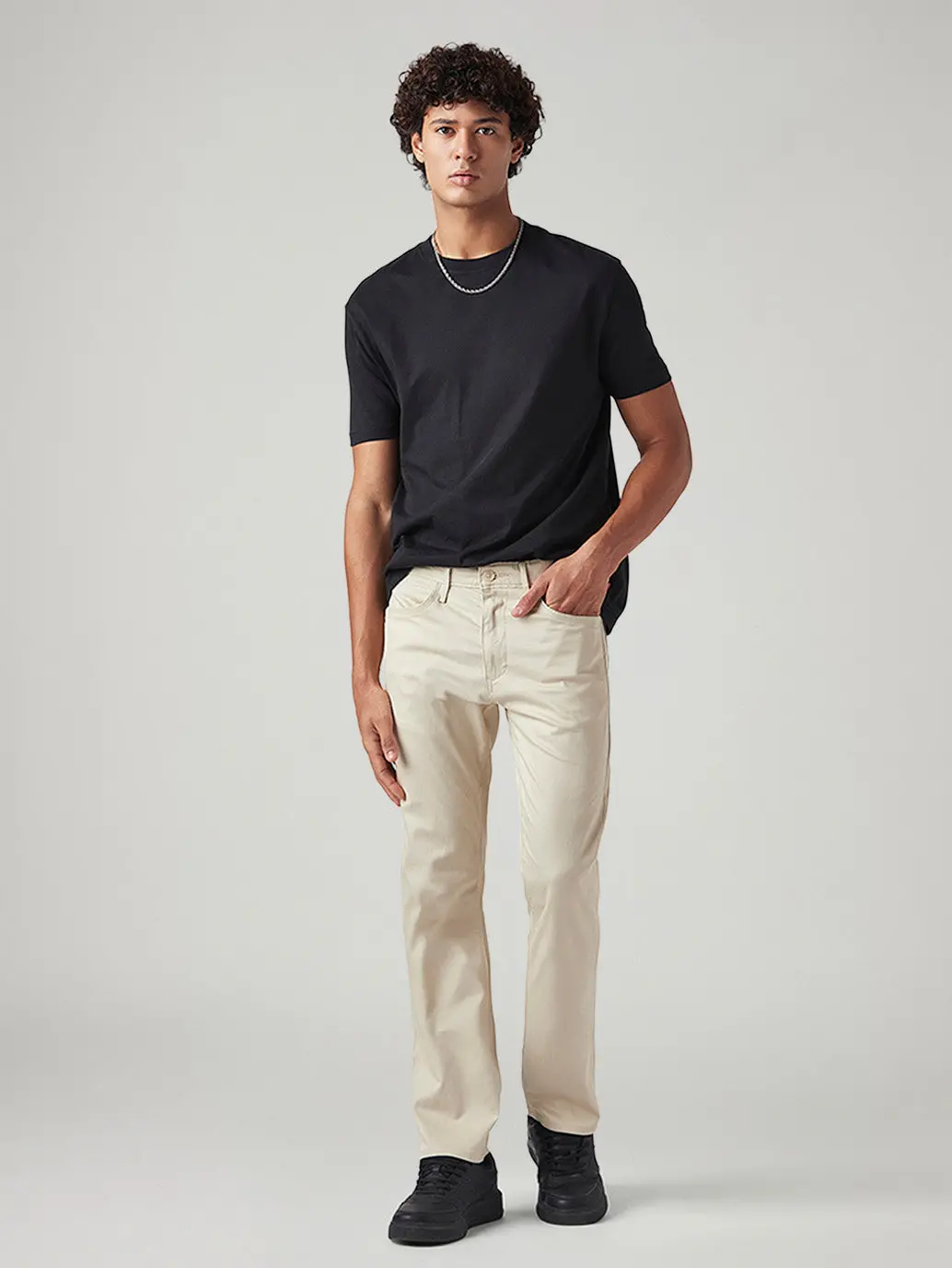 Men's 513 Beige Slim Straight Fit Mid Rise Chinos 1
