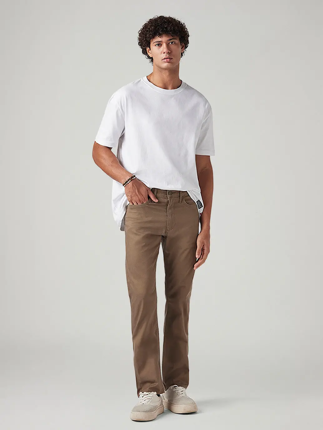 Men's 513 Brown Slim Straight Fit Mid Rise Chinos 1