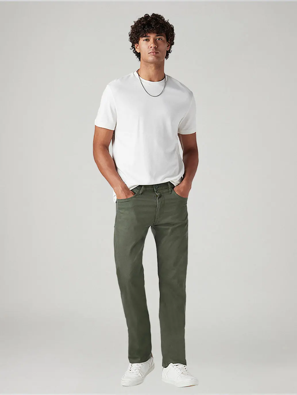 Men's 513 Olive Slim Straight Fit Mid Rise Jeans 1