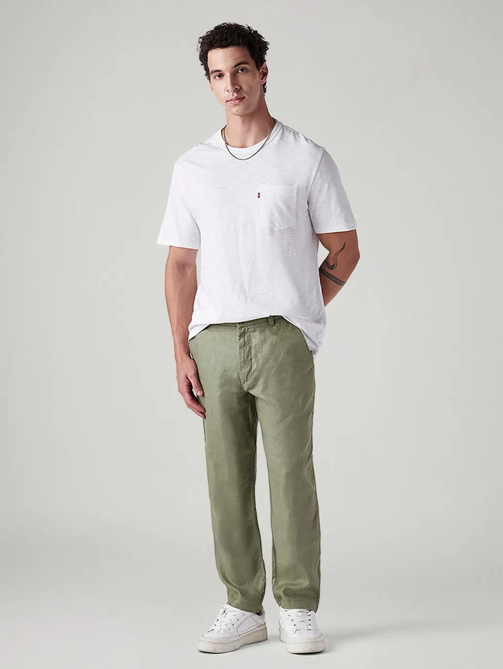 Men's Authentic Relaxed Straight Fit Mid Rise Linen Chinos 1