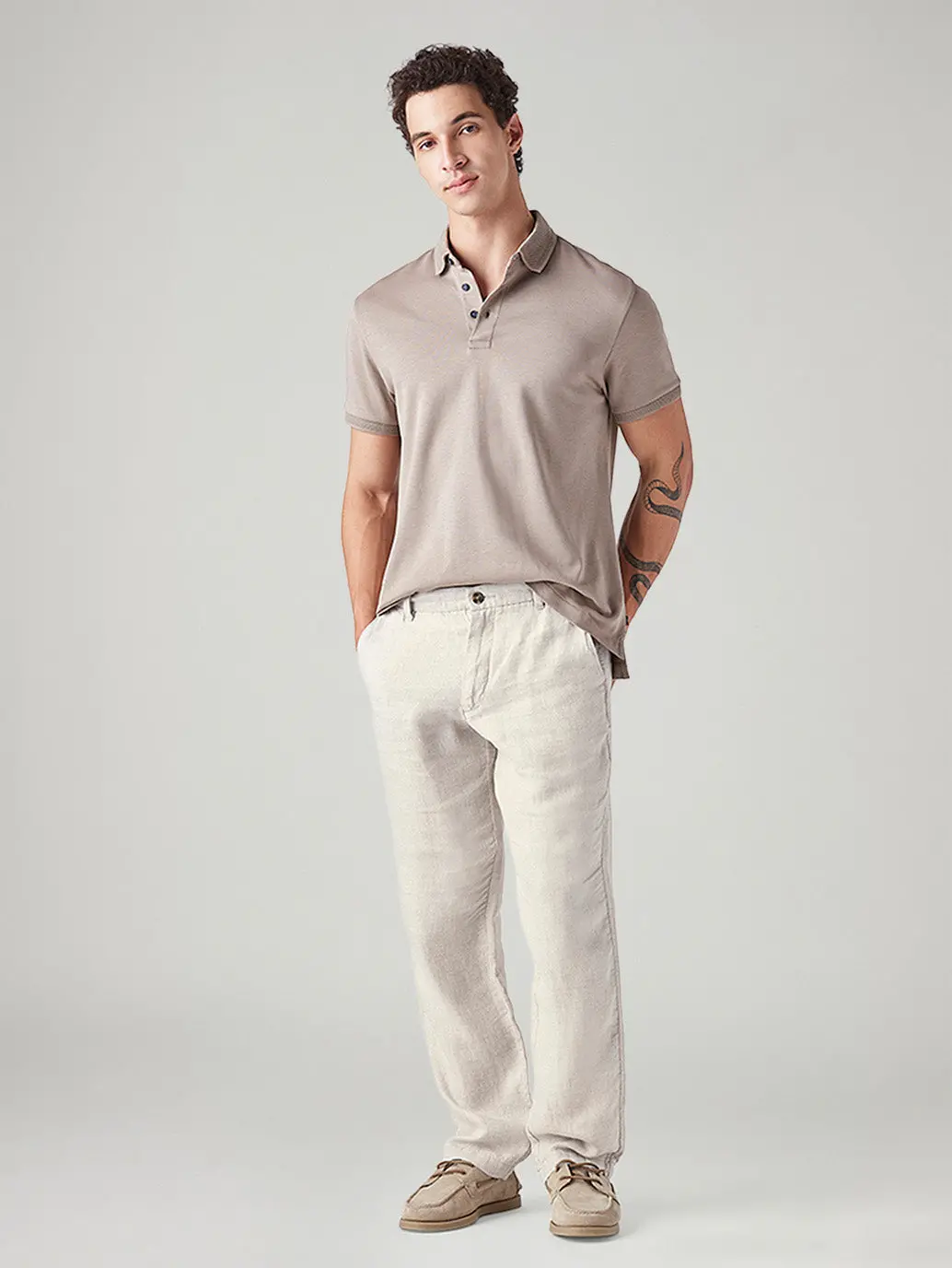 Men's Authentic Relaxed Straight Fit Mid Rise Linen Chinos 1
