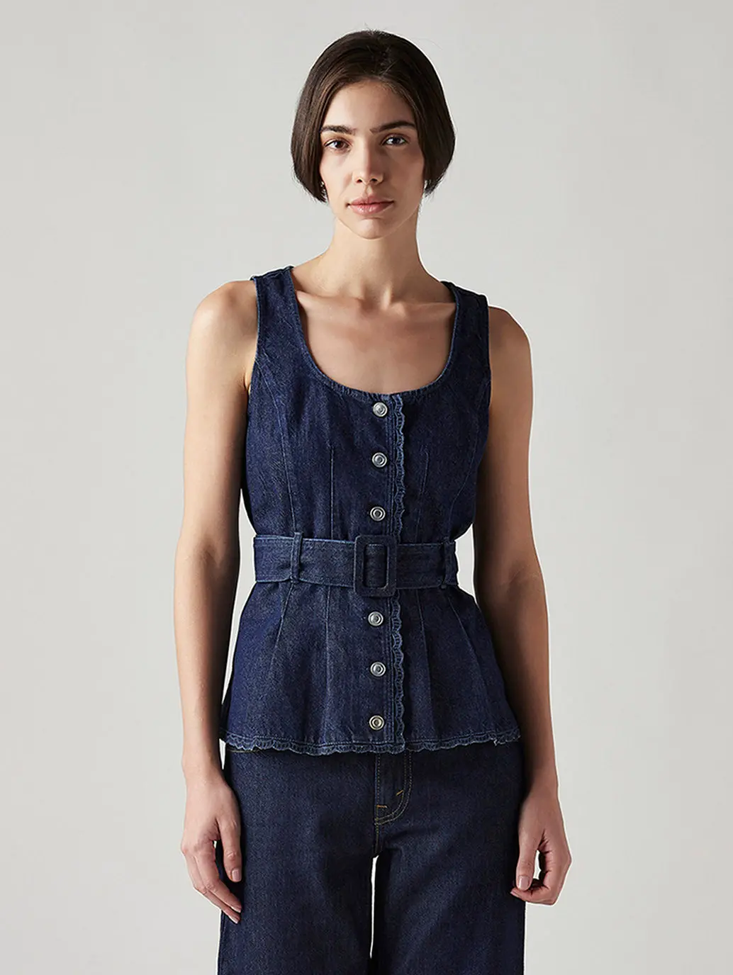 Women's Solid Slim Fit Denim Top 1