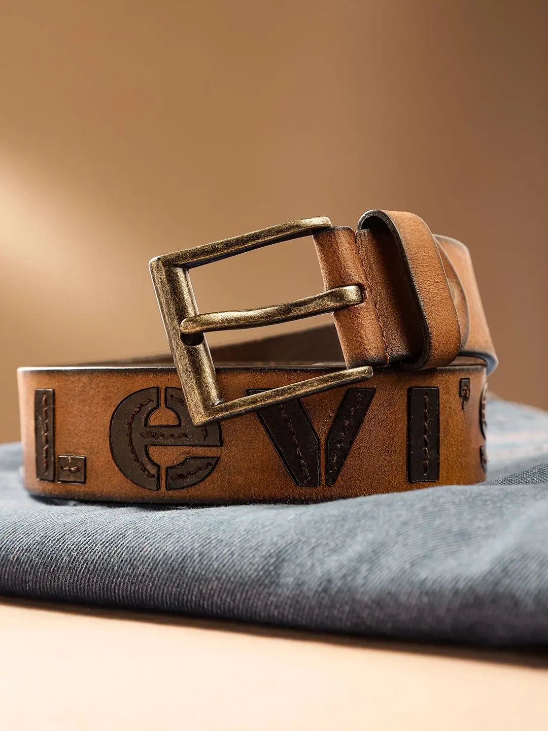 Men's Tan Textured Belt 1