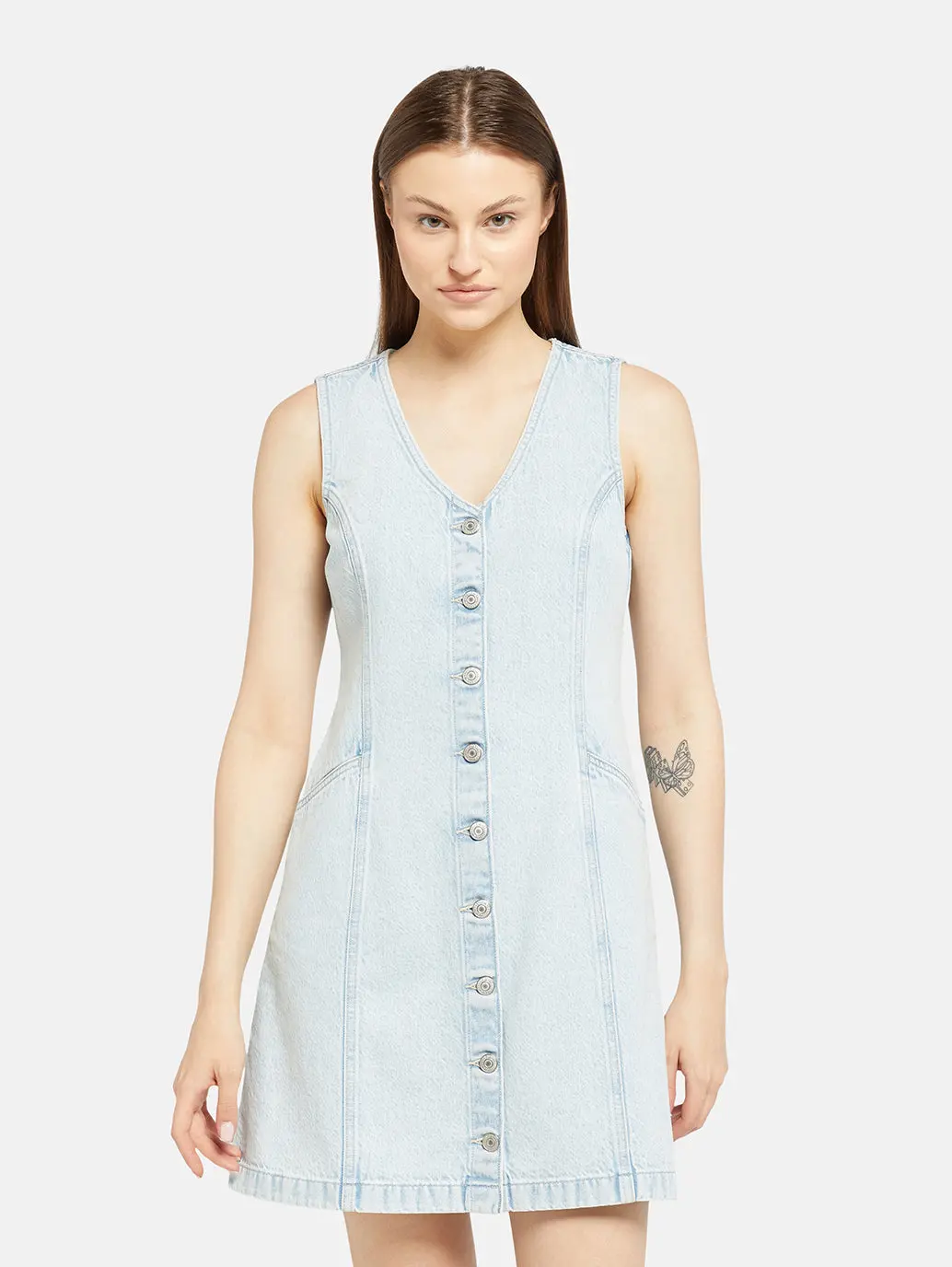 Women's Solid Light Blue Mini Dress 1