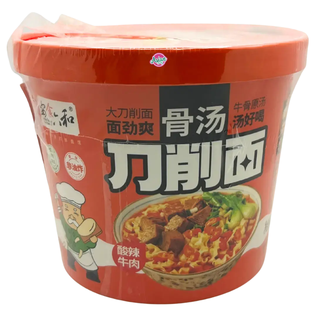 Anshi Liuhe Instant Hand-Sliced Noodles (Hot & Sour Beef Flavour) 141G 1