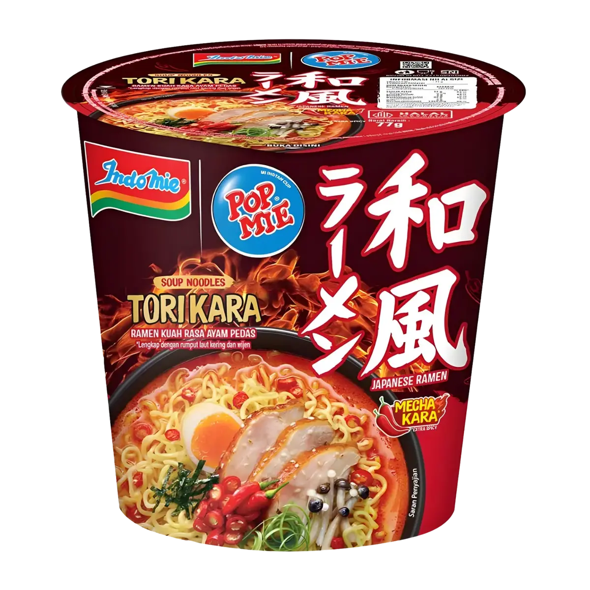 Indomie Popmie Instant Cup Noodle Soup Tori Kara Spicy Ramen Flavour 70G 1
