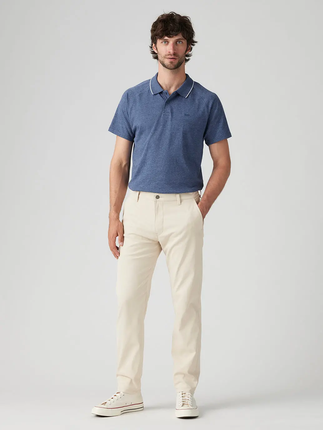 Men's Cream Straight Fit Chinos 1