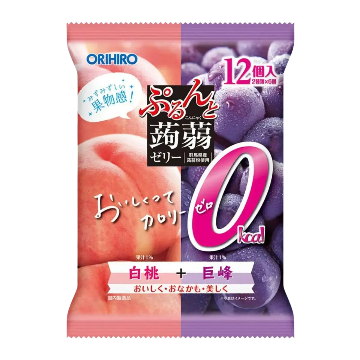 Orihiro Jelly Zero Calorie White Peach & Grape 12Pcs 216G 1