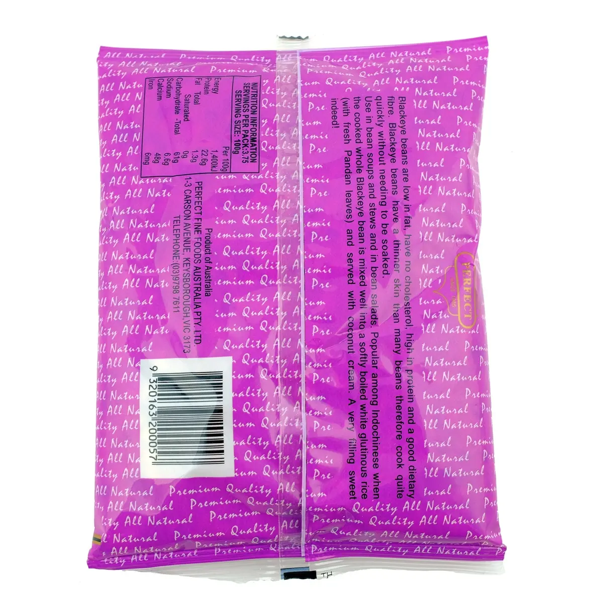 Perfect Fine Foods Black Eye Beans 375G 2