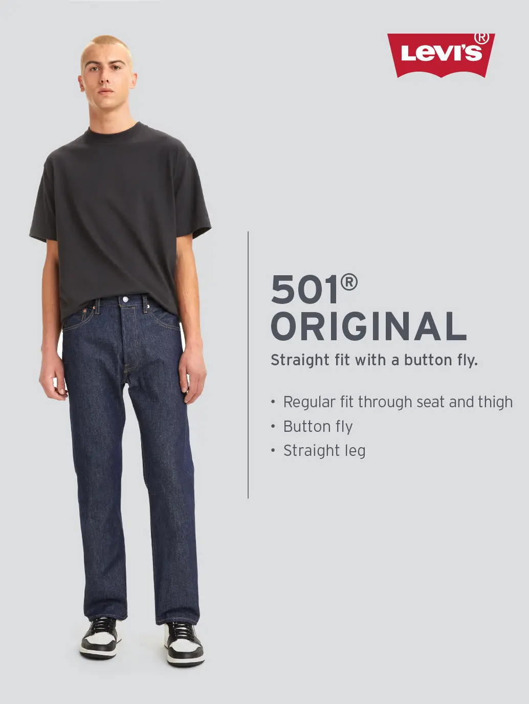 Men's 501'93 Blue Straight Fit Mid Rise Jeans 2