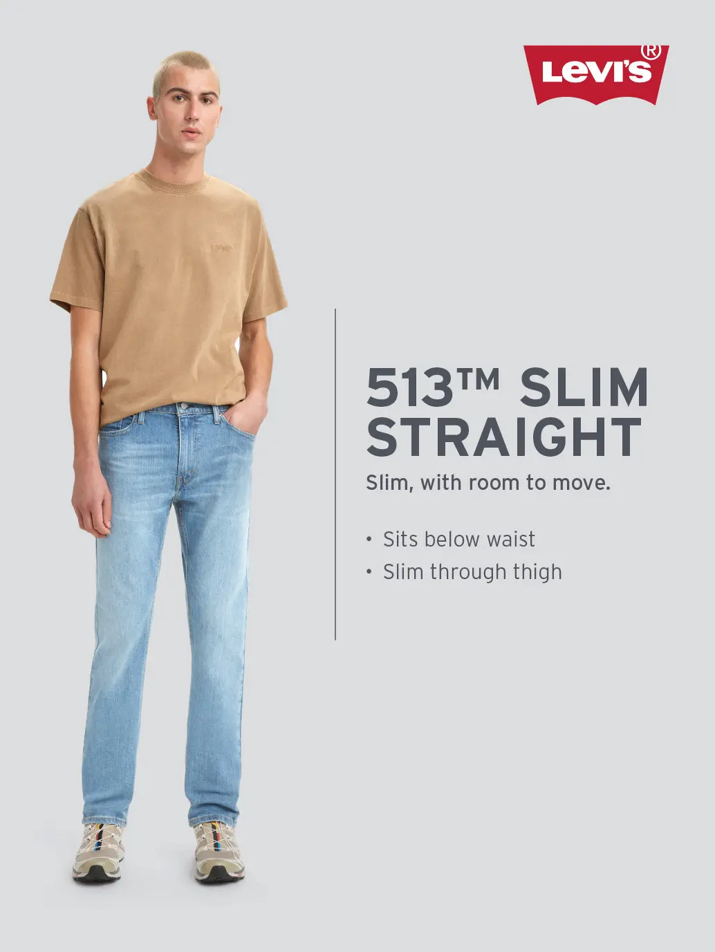 Men's 513 Blue Slim Straight Fit Mid Rise Jeans 8