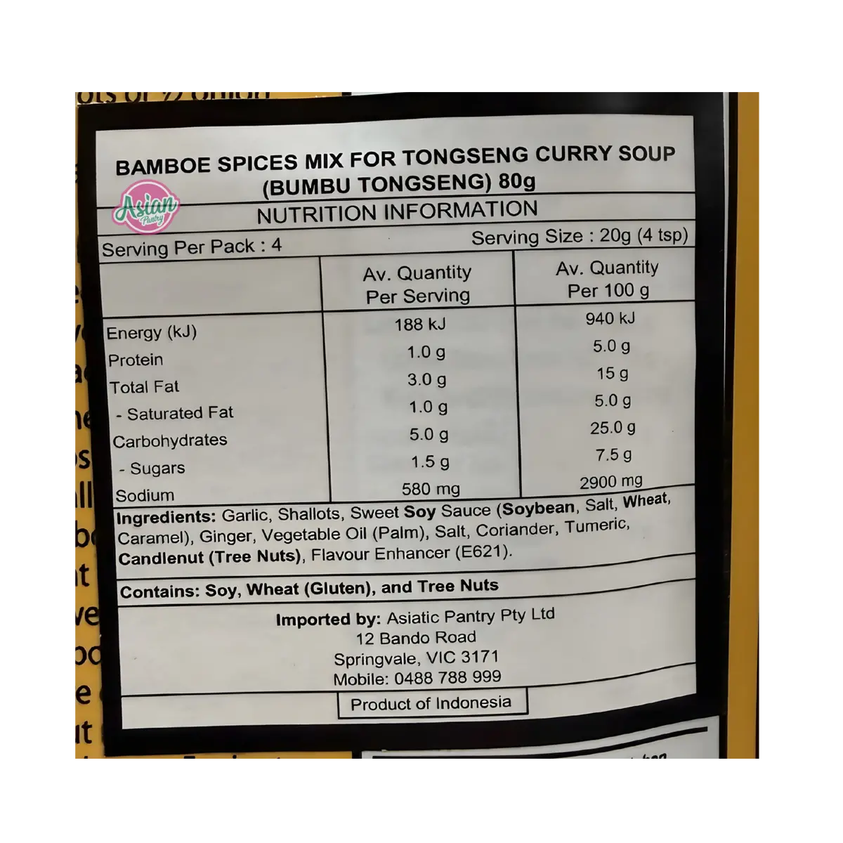 Bamboe Tong Seng (Curry Soup Mix) 80G 2