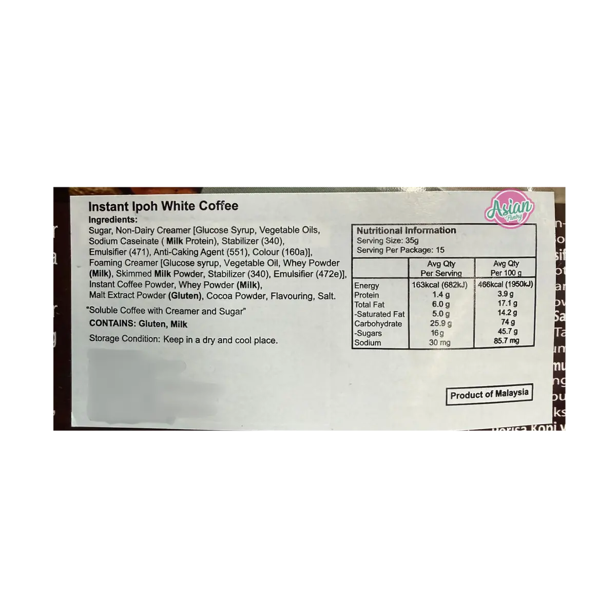 In-Comix White Coffee (Ipoh) 525G 2