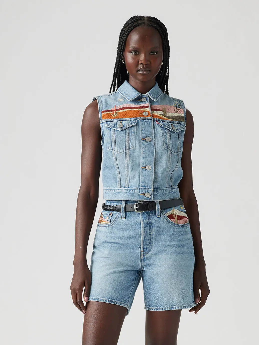 Women's Embroidered Blue Relaxed Fit Top 1