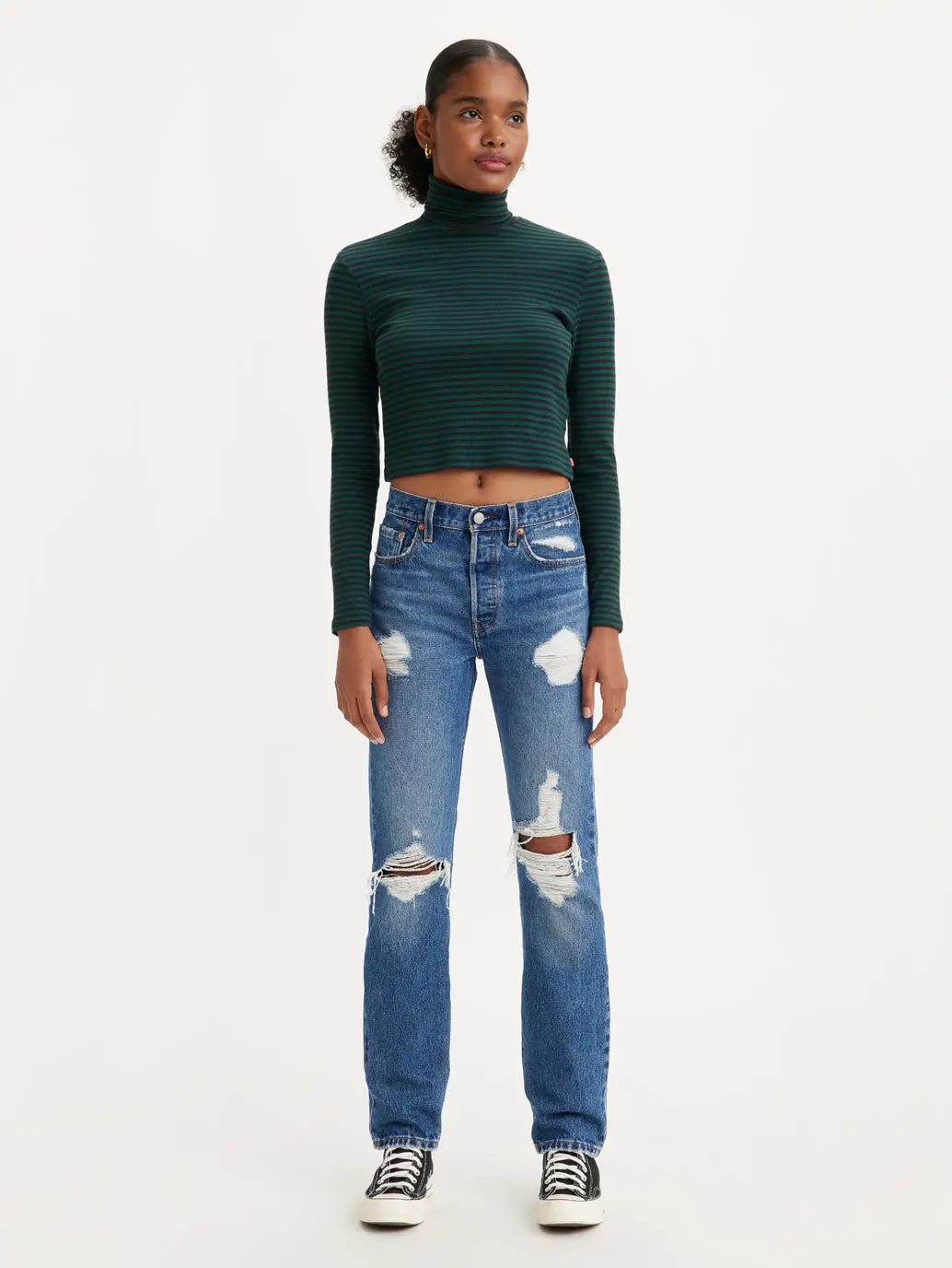 Women's 501 Blue Straight Fit High Rise Jeans 1