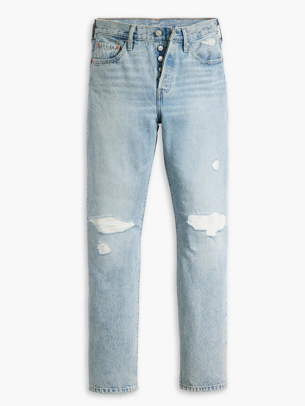 Women's 501 Blue Straight Fit Mid Rise Jeans 1
