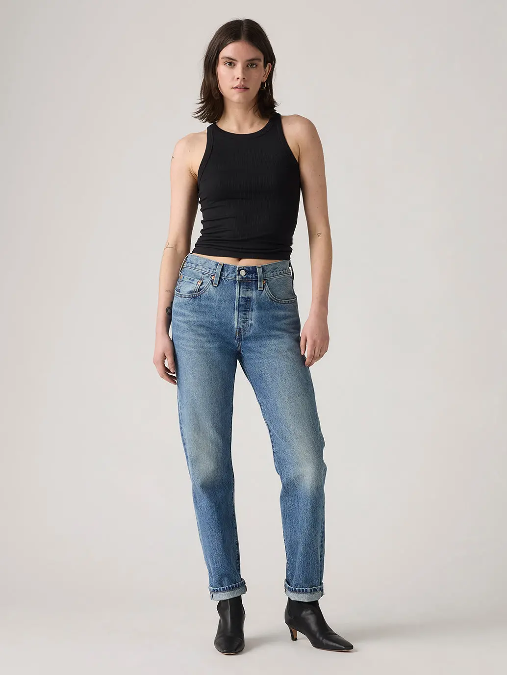 Women's 501 Indigo Straight Fit High Rise Jeans 1