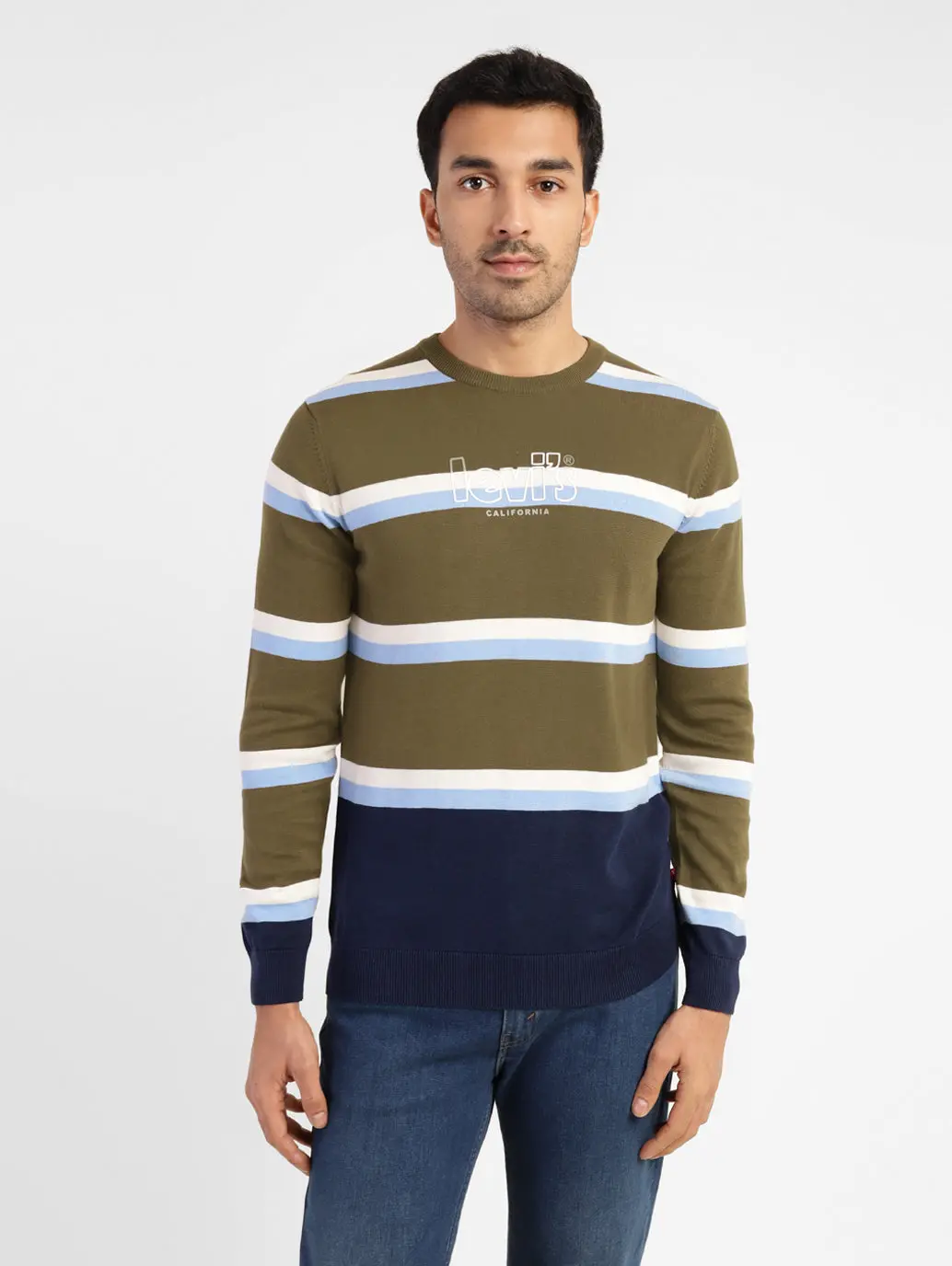 Men's Striped Crew Neck Sweater 1