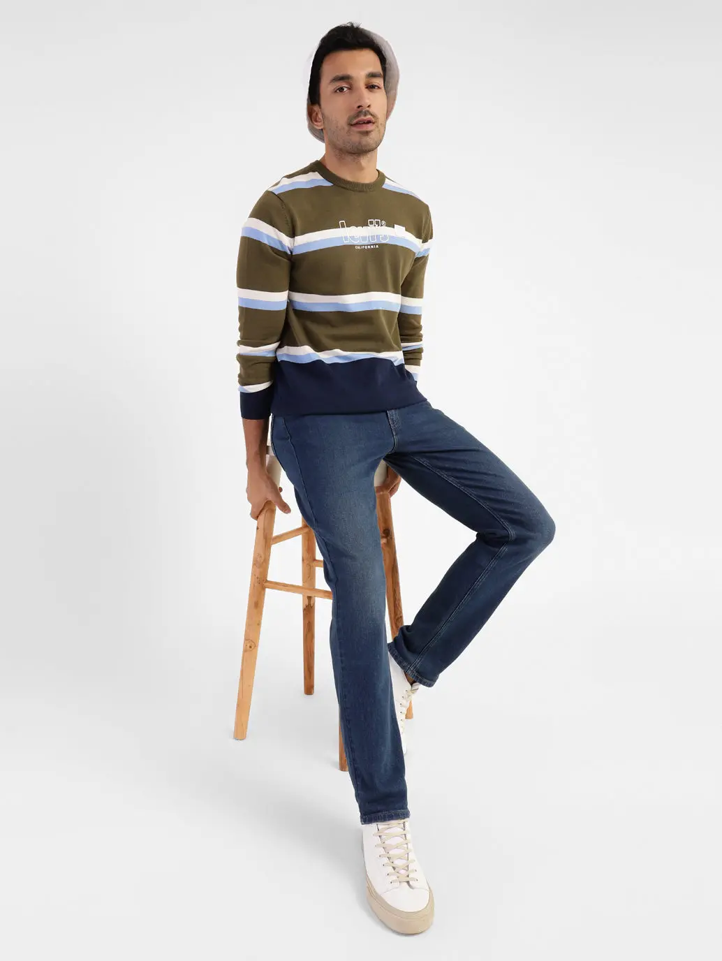 Men's Striped Crew Neck Sweater 2