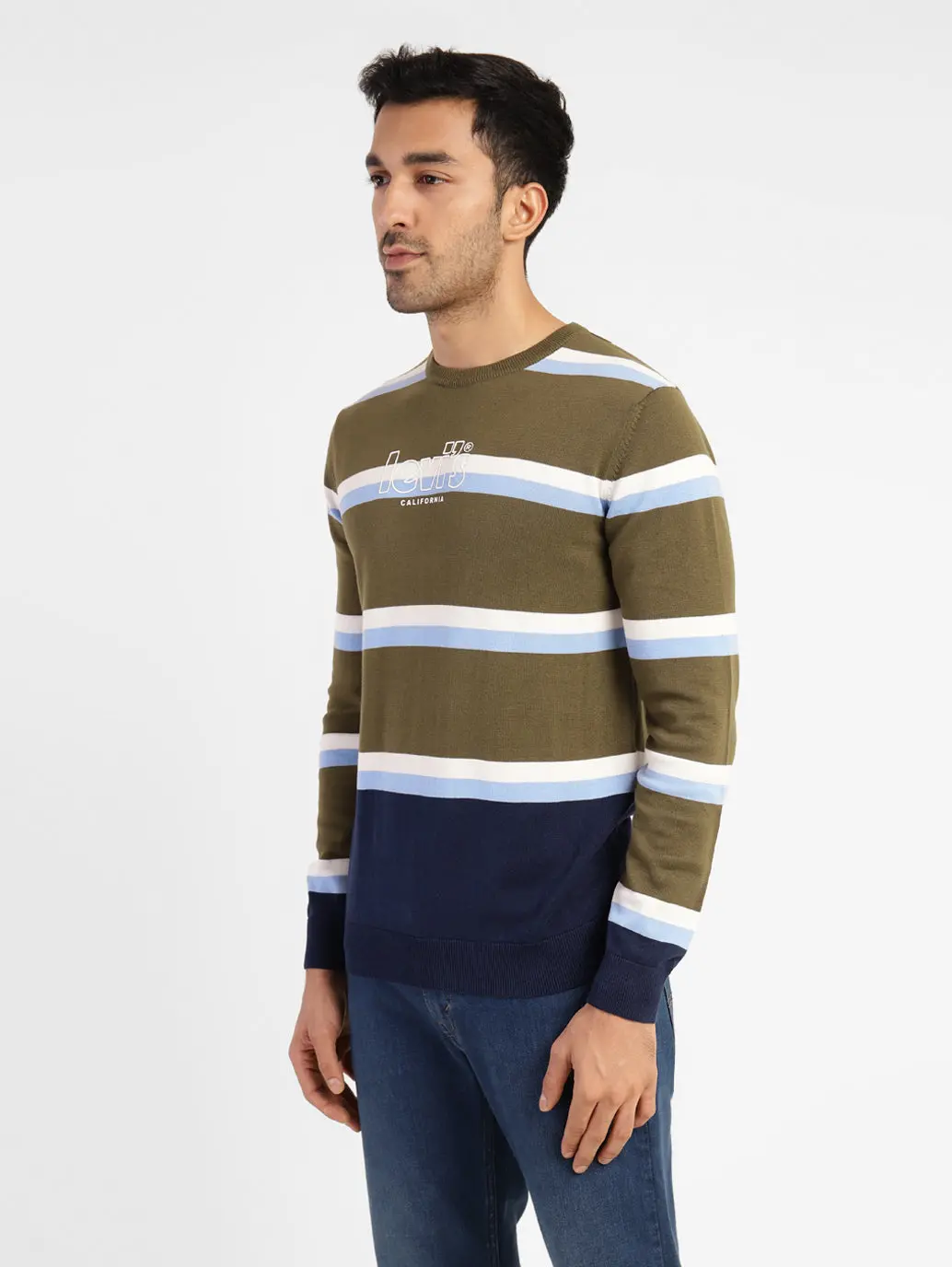 Men's Striped Crew Neck Sweater 4