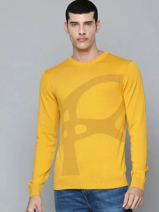 Men's Abstract Print Crew Neck Sweater 1