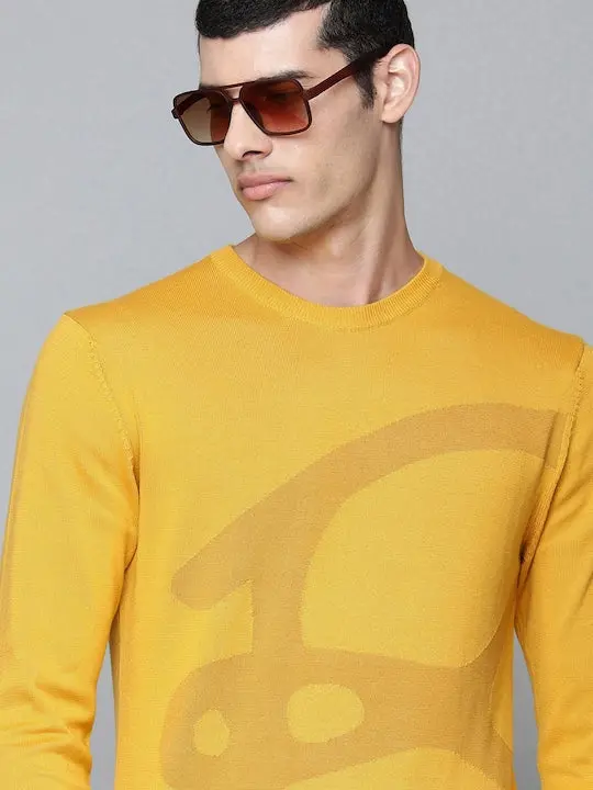 Men's Abstract Print Crew Neck Sweater 2