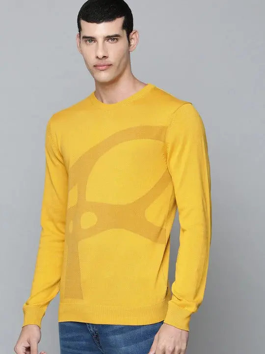 Men's Abstract Print Crew Neck Sweater 3