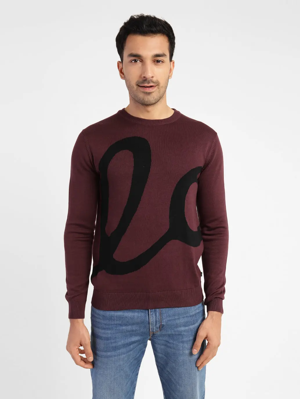 Men's Abstract Print Crew Neck Sweater 1