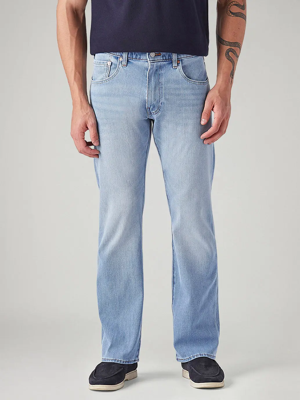 Men's 517 Light Blue Bootcut Fit Mid Rise Hyper Stretch Jeans 3