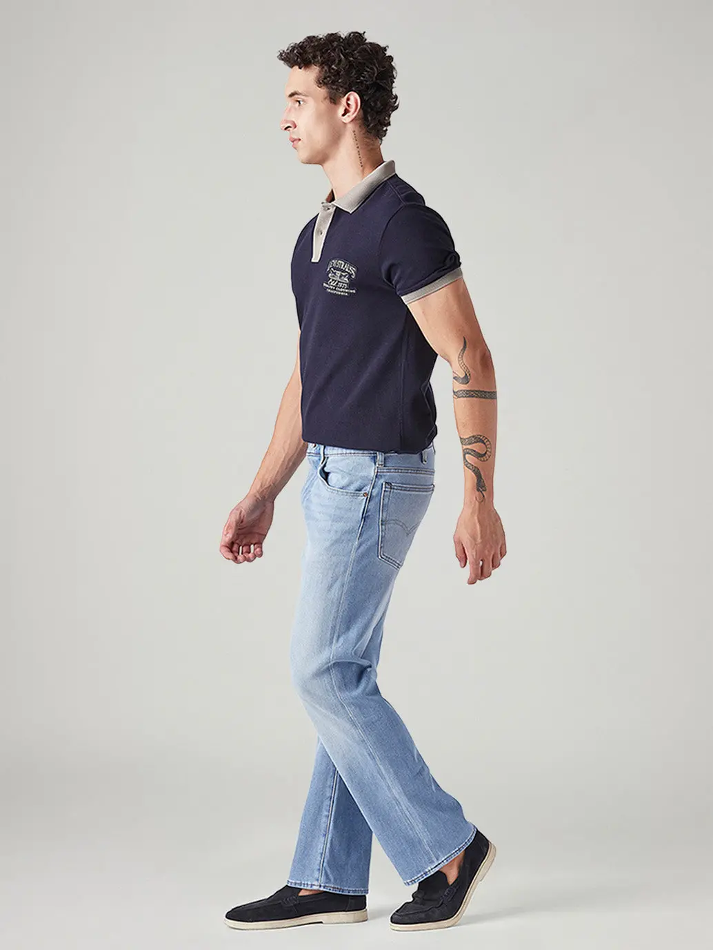 Men's 517 Light Blue Bootcut Fit Mid Rise Hyper Stretch Jeans 7