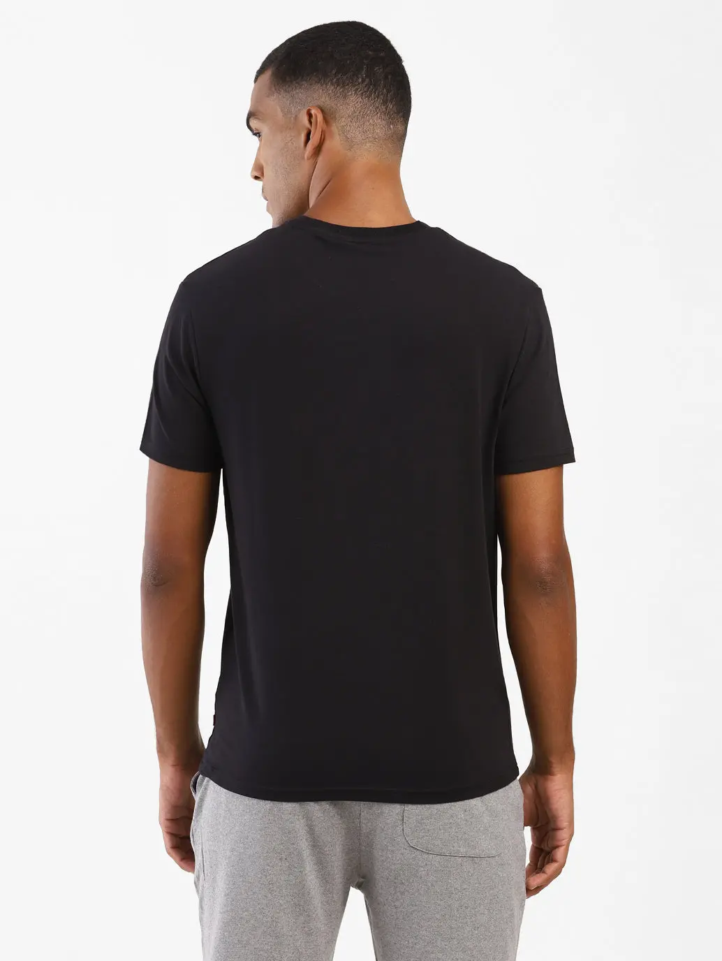 Men's Black Typography Printed Crew Neck T-Shirt 2