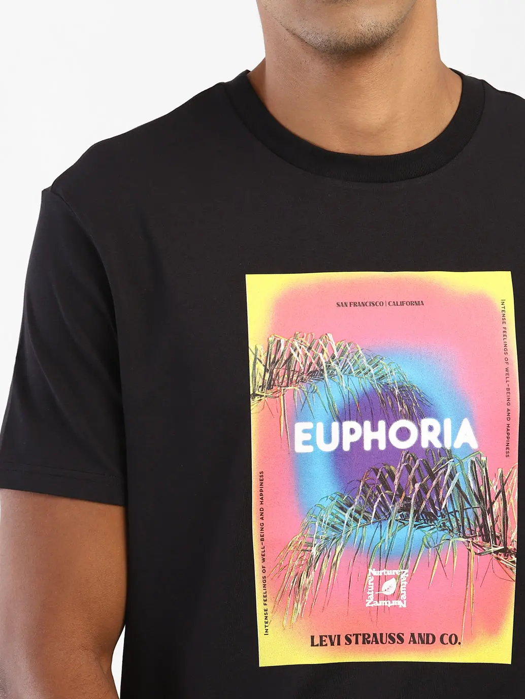 Men's Black Typography Printed Crew Neck T-Shirt 4