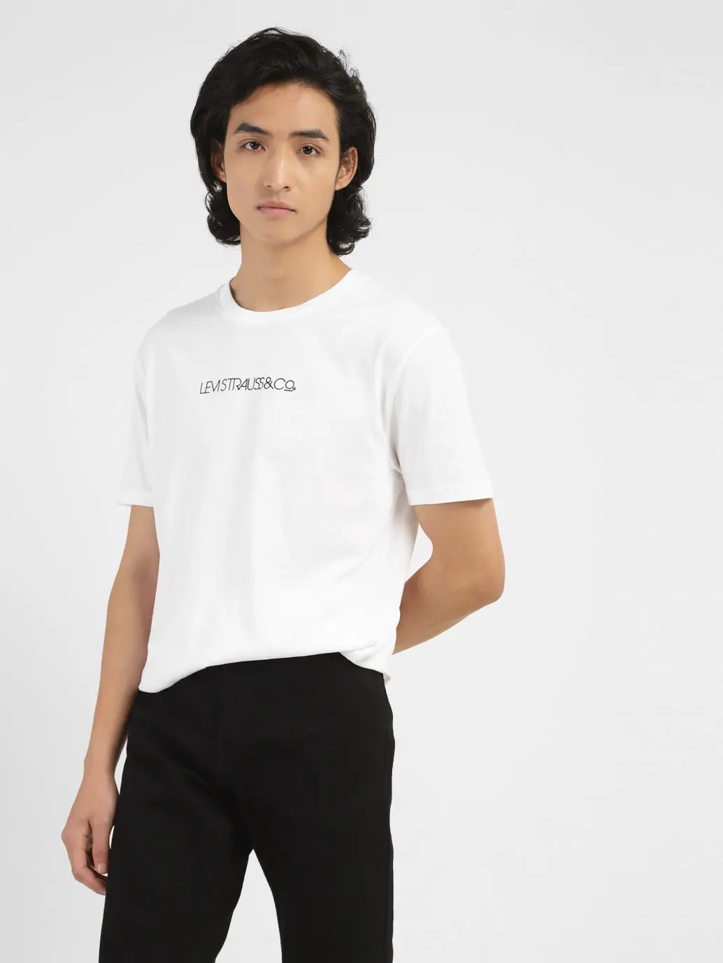 Men's Brand Logo Crew Neck T-Shirt White 1