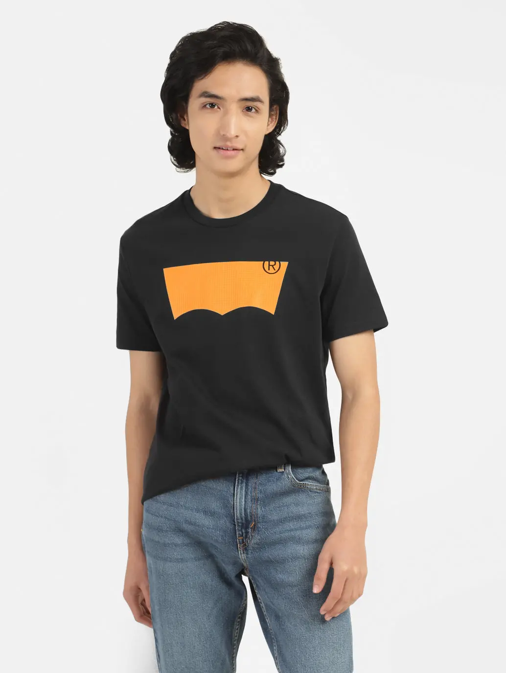 Men's Brand Logo Crew Neck T-Shirt Black 1