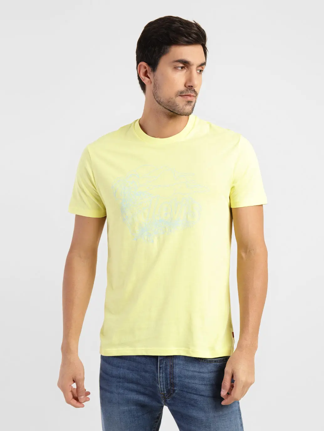 Men's Graphic Print Slim Fit T-Shirt Yellow 1