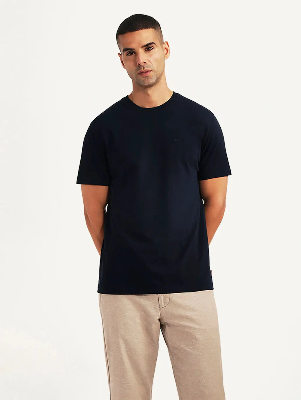 Men's Solid Navy Slim Fit T-Shirt 5