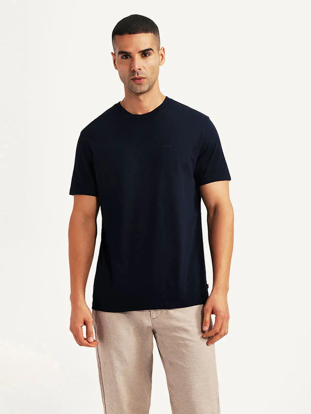 Men's Solid Navy Slim Fit T-Shirt 1