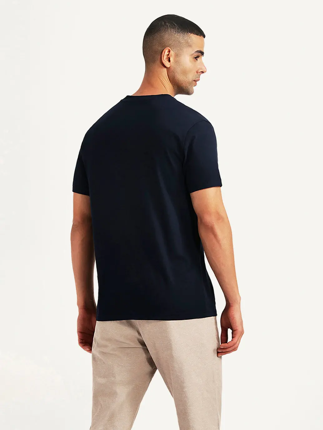 Men's Solid Navy Slim Fit T-Shirt 2