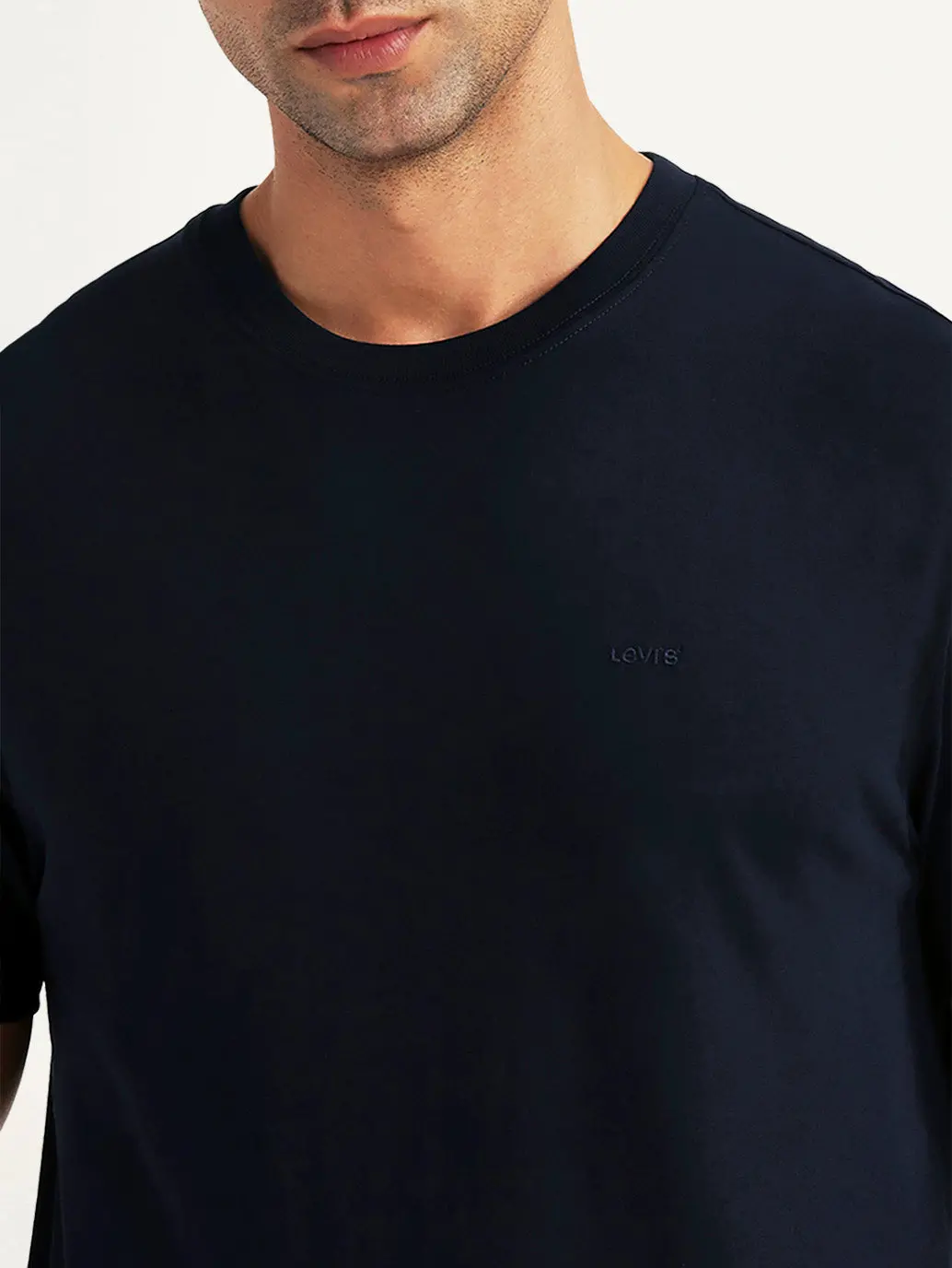 Men's Solid Navy Slim Fit T-Shirt 3
