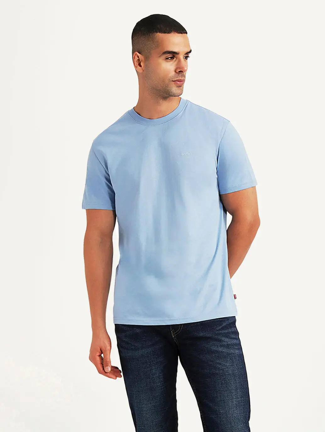 Men's Solid Light Blue Slim Fit T-Shirt 1
