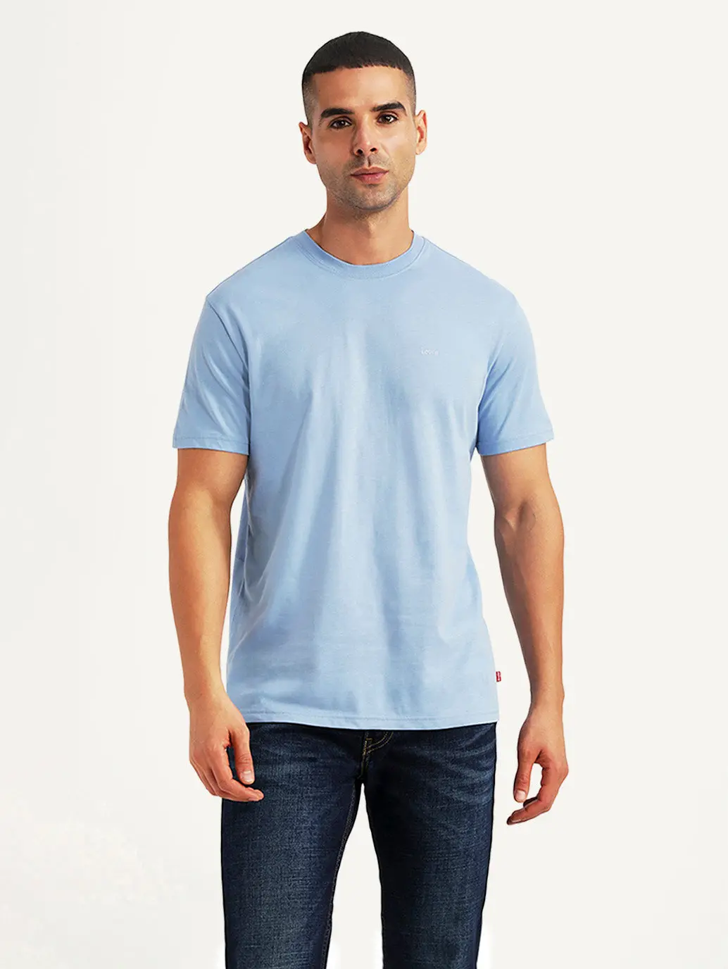Men's Solid Light Blue Slim Fit T-Shirt 2