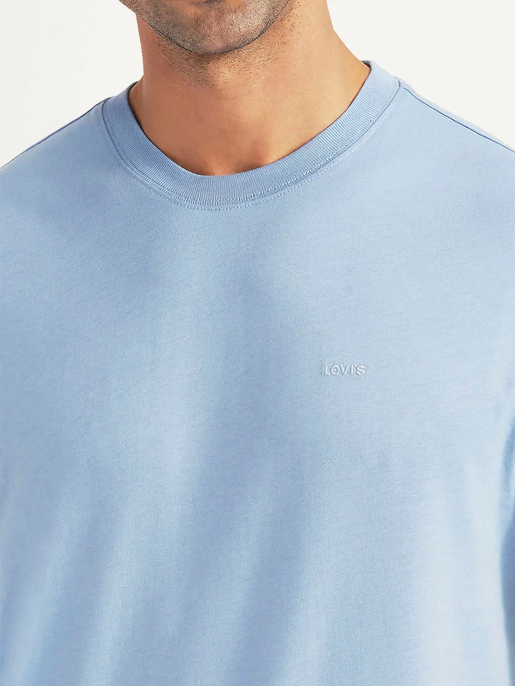 Men's Solid Light Blue Slim Fit T-Shirt 4