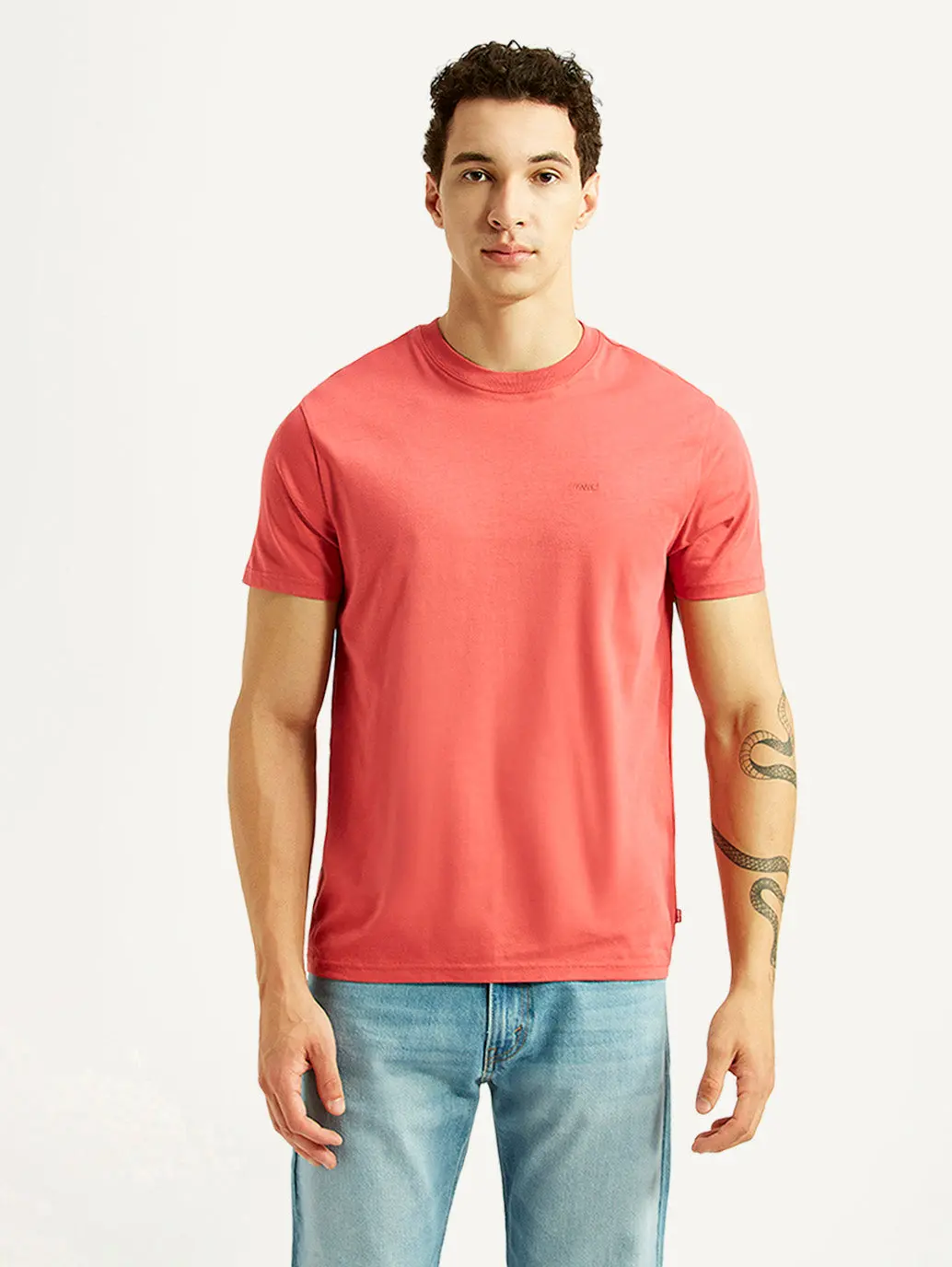 Men's Solid Coral Slim Fit T-Shirt 1