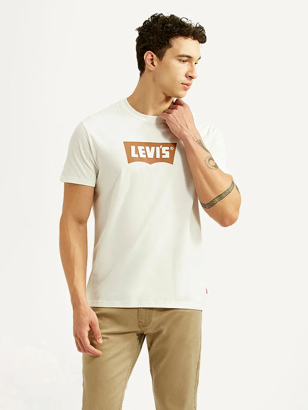 Men's Brand Logo Off White Slim Fit T-Shirt 1